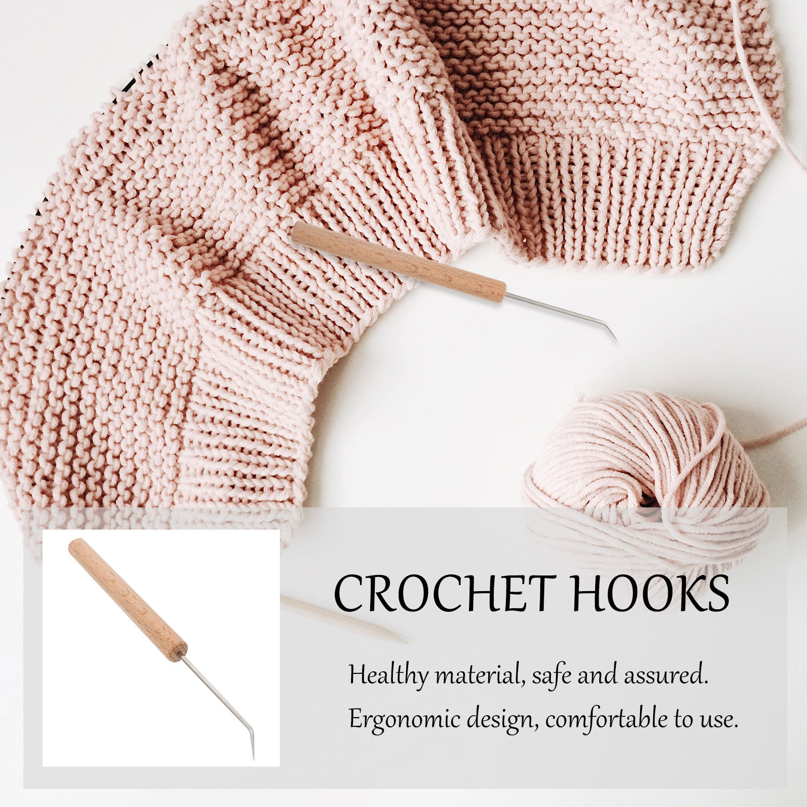 Wooden Crochet Hooks Ergonomic Handle - 1 szt. drucianka z drewnianą rączką,
