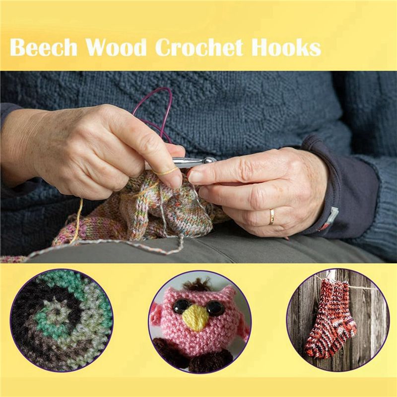 ABJI – zestaw 40 drewnianych h – Wooden Crochet Hooks Ergonomic Handle recenzja i cena