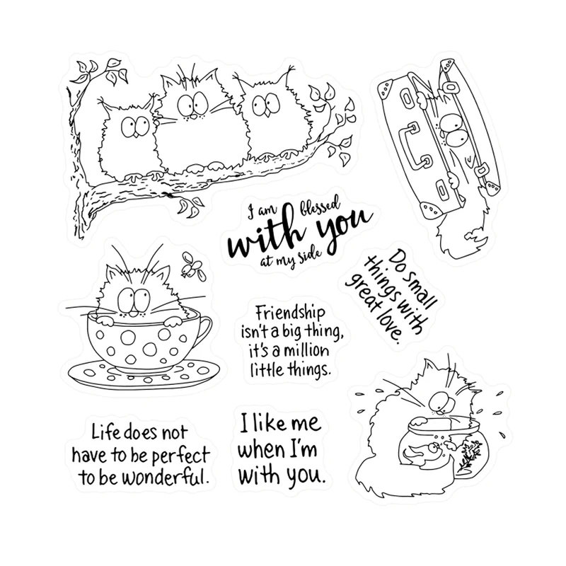 Urocze Grubasek Koty Sowy Wykr – Clear Silicone Stamps For Card Making recenzja i cena